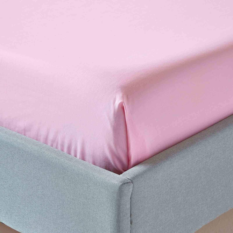HOMESCAPES Perkal Bettlaken ohne Gummizug rosa 178x255 cm, Baumwoll-Betttuch ohne