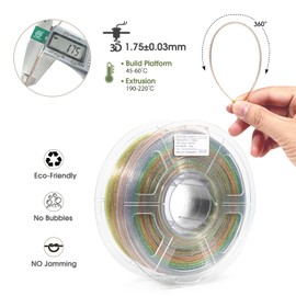 iSANMATE PLA Filament 1.75mm, 3D Printer Filament Transparent Rainbow Filament with Silver Glitter, Dimensional Accuracy +/- 0.03 mm, 3D Printing Filament, 1KG/Spool