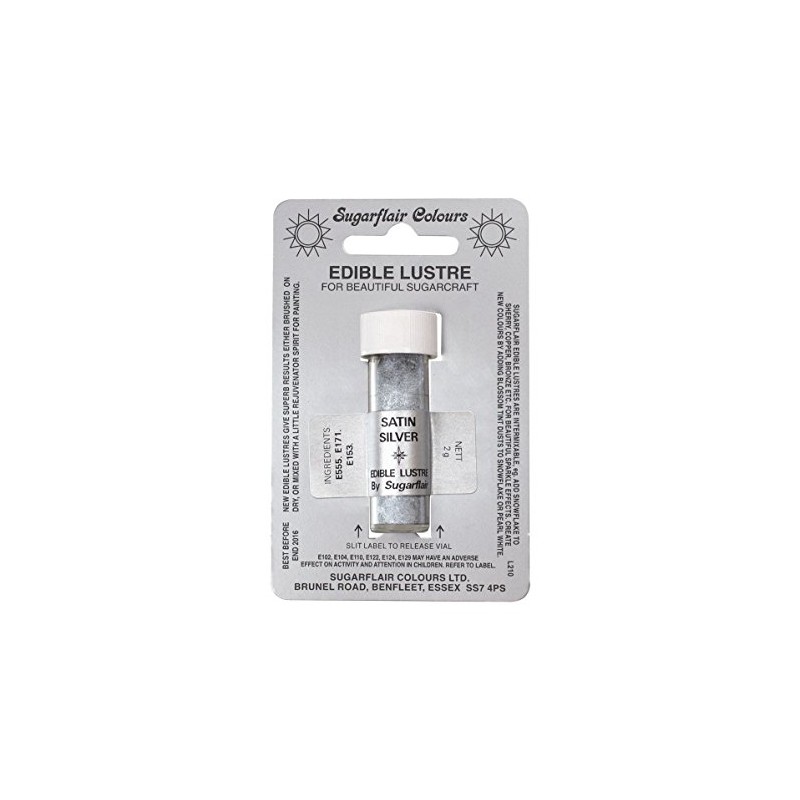 Sugarflair New Edible Lustre Powder - Satin Silver