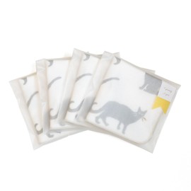 Oruta Handkerchief, Set of 4, Individual Packaging, Mikke Gauze Towel Handkerchief, Senshu Towel, Petite Gift, Ribbon Seal, Women's, 100% Cotton (9.4 x 9.4 inches (24 x 24 cm), Cat)