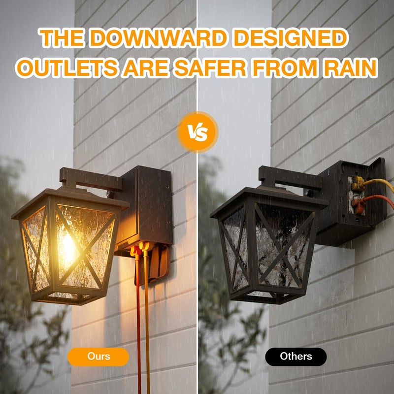 Ehaho Porch Lights with Outlet, Dusk to Dawn Outdoor Light