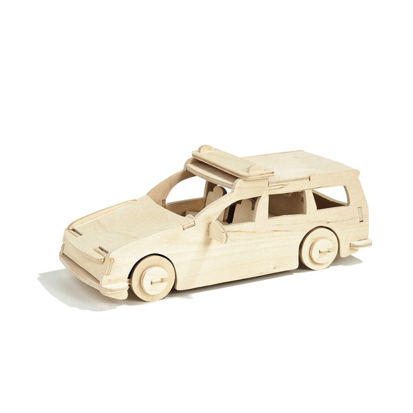 Pebaro 851/3 Holzbausatz Polizeiauto, 3D Puzzle, Modellbausatz, Basteln mit Holz,