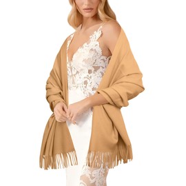 Monopa Pashmina Shawls and Wraps - Women's Scarves & Wraps for Evening Dresses Bridal Wedding Shawl Winter Scarf(Light Tan)