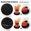 Set of 4 Black Silicone Coasters, Double-Sided Absorbent Felt &
