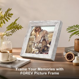 TOFOREVO 5x5 Picture Frames Set of 6 Distressed White Wood Grain Photo Frame for Gallery Wall Mounting or Tabletop Display