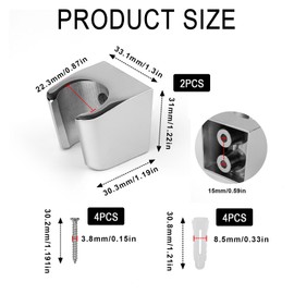 0XBIT Shower Head Holder, Pack of 2 Silver Zinc Alloy Hand Shower Holder, Wall Mounted Shower Holder with Screws, Small and Easy to Install, for Most Shower Heads