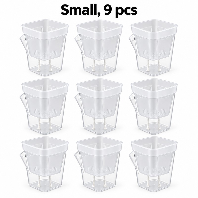 15-Pack Self-Watering Plant Pots for Seedlings and Cuttings – Translucent