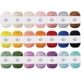 Pretty Jolly 21 Skeins Assorted Colors Yarns 1470 Yards of Mini Balls Soft Baby Cotton Yarn for Crochet, 4 Ply, Fingering Weight for DIY Craft 21×64m/21×20g (Kit 2)