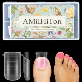 Straight Polygel Dual Clear Wide Toe Nail Forms for Poly Gel Extensions, Larger Flat Full Cover Molds for French Toenail, Press on Toenails for Women Extensions Home DIY Nail Salon 120PCS 12Sizes