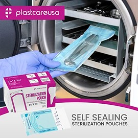 PlastCare USA - 1000 bolsas de esterilización autosellantes de 2.25 x 2.75 pulgadas - Bolsas esterilizadoras autoclave para esterilizar instrumentos m