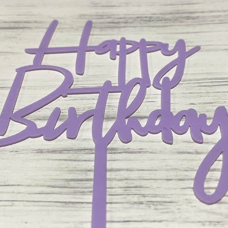 JIEEIN - Decoración para tarta de feliz cumpleaños, plástico morado,