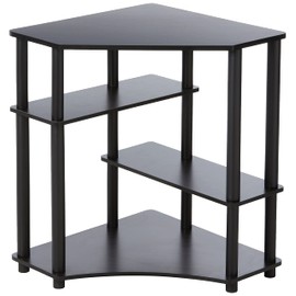 FURINNO Turn-N-Tube Space Saving, Corner Desk, Espresso/Black