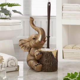 Elephant Toilet Brush and Holder Set - Space Saving, Deep Cleaning, Drip-Proof, Easy Assembly, Nylon Bristles - Ideal for American Bathrooms