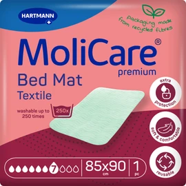 MoliCare Premium Bed Mat Textile 7 Drops (2250 ml Capacity) - Washable Incontinence Bed Pad for Adults or Children, Waterproof Mattress Protector, 85x90 cm, Oekotex Certified, Pack of 1