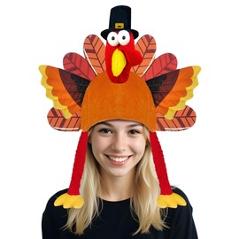 BleSky Thanksgiving Plush Turkey Hats Turkey Cap for Men Women Thanksgivings Night Event Dress-up Cosplay Costume Accessories