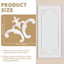 Canomo 4.3" x 4.3" Wall Corner Molding Flora Style Wall Trim Corner Panel Kit for Interior Home Wall Corner Decor, Glue is Not Included, 4 Pieces