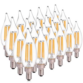 HMYYJT Dimmable LED Candelabra Bulb 60W Equivalent E12 LED Bulb 2700K Soft Warm White, Chandelier Light Bulbs, 6W 650LM Flame Tip CA10 Candle Light Bulb 24-Pack