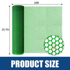 Moyios Green Plastic Chicken Wire Mesh 15.7in*10ft Durable Plastic Chicken Mesh,Hexagonal Garden Mesh, Plastic Chicken Wire Fencing for Garden,Poultry, Dogs Barrier，Balcony Netting