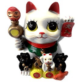 Betterdecor Feng Shui Maneki Neko Lucky Cat Coin Bank for Wealth (with a Bag)