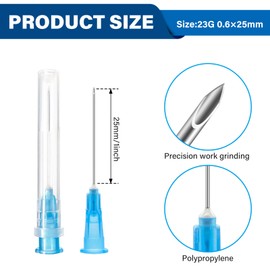 100 pieces 23G 0.6 x 25 mm stainless steel dispensing tube for refill liquids, stainless steel dosing accessories for refill liquids, refill tubes for industry, hobby and home work