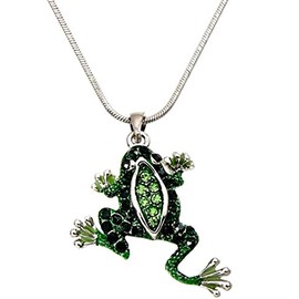 DianaL Boutique Adorable Green Frog Charm Pendant Necklace with 18 inch Chain Gift Boxed Fashion Jewelry