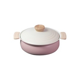 Pearl Metal HB-6972 Tabletop Pot, 7.9 inches (20 cm), Induction Compatible, Ceramic Processing, For 1 - 2 People, Pink, Natural Cookpure