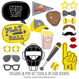 Big Dot of Happiness Grand Slam - Fastpitch Softball - Birthday Party or Baby Shower Photo Booth Props Kit - 20 Count