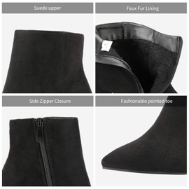 DREAM PAIRS Women's Chunky Heel Ankle Booties Pointed Toe Short Boots,Size 7.5,Black,SIANNA-1