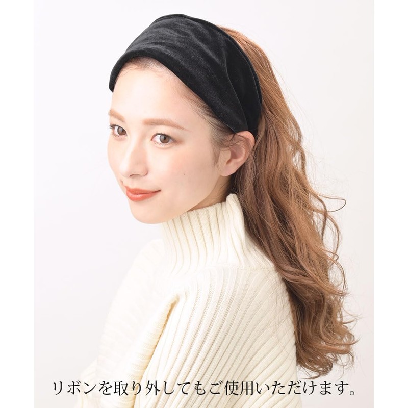 VINGTAINE HK-291 Hair Headband Velour Ribbon Removable Daily Simple Hair