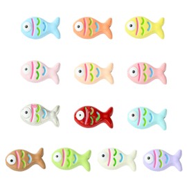 UR URLIFEHALL 13 pcs Random Enamel Fish Beads Bulk Colorful Sea Ocean Animal Beads for Jewelry Making DIY Bracelet Necklace Hair Clip Accessories