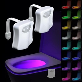 Color Changing Toilet Night Light Without Battery,  Motion Sensor LED Multi-Color Toilet Light,Smart Toilet Night Light Home Toilet Light For Bathroom Bowl Seat Light Lamp 8-Color Changes - Quantity: 4Pack