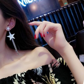 Meteor Star Pendant Tassel Earrings Long Dangle Drop Earrings Gold and Silver Lucky Star Dangle Earrings Lightweight Hypoallergenic Jewelry for Women (Silver2)