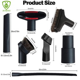 Vacuum Attachments 1 1/4 inch (32 mm) Vacuum Accessories Cleaning Kit Brush Nozzle Crevice Tool for Standard Hose (7 Packs)