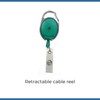 PCL Media ltd Green Retractable Badge Reel with Carabiner Clip