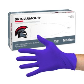 SKIN ARMOUR® Powder-Free Nitrile Medical Exam Gloves, Disposable, Non-Sterile, Textured Finger Tips, Latex-Free, Cobalt Blue (Medium (Case of 2000))