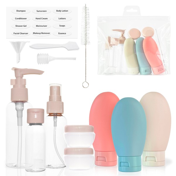 MyGadget Travel Set [14 Pieces] - Travel Bottles | Cream