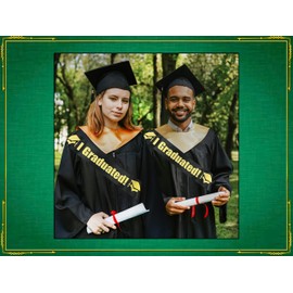 Komonee University Graduation Cap Black Mortar Board Hat Graduated Sash Pictures Party Fancy Dress Up Costume