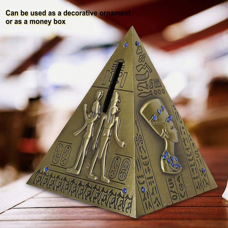 Egyptian Pyramid Piggy Bank Delicate Tourist Souvenir Money Box (Bronze