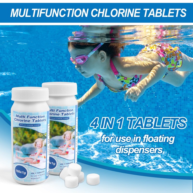 Pool Cleaning Tablets 200 Pieces for Pool, Water Tank, Hot