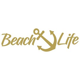 Beach Life Yacht Boat Anchor Ocean Sand Car Window Vinyl Decal Sticker (BL-03) (Gold, 5 inches x 1.5 inches)
