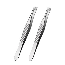 Precision Slanted & Flat Eyebrow Tweezers Set for Facial Hair Women & Men, 2PCS Stainless Steel Eyebrow Tweezers for Ingrown Hair Removal