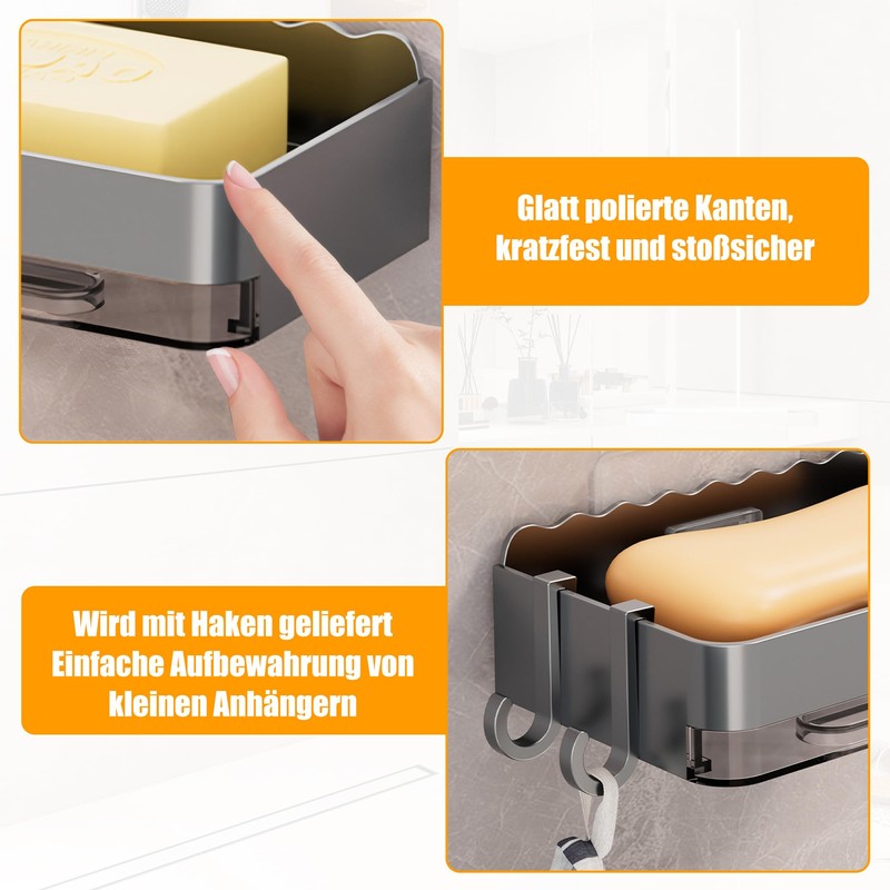 Soap Holder Shower, Pack of 2 Soap Dish No Drilling