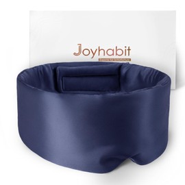 Joyhabit Silk Sleep Mask for Men and Women, Extra Large and Adjustable Eye Mask in Cloud Curve Design, for Breaks and Night Sleep, Deep Night Blue