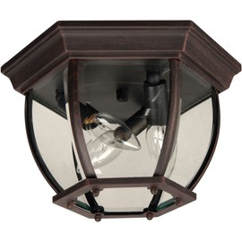Craftmade Z433-RT Bent Glass Outdoor Flush Mount Ceiling Lighting, 3-Light 180 Watts (11"W x 7"H), Rust