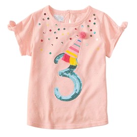 Mud Pie Kids Girls Birthday Tees (Three Birthday Tee)