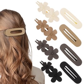 CURASA Flat Hair Clips for Women 8pcs Flat Claw Clips 2 Styles Matte Claw Clips for Thick Thin Hair Flower Clips for Hair French Barrette Lay Flat Hair Accessories for Women Girls