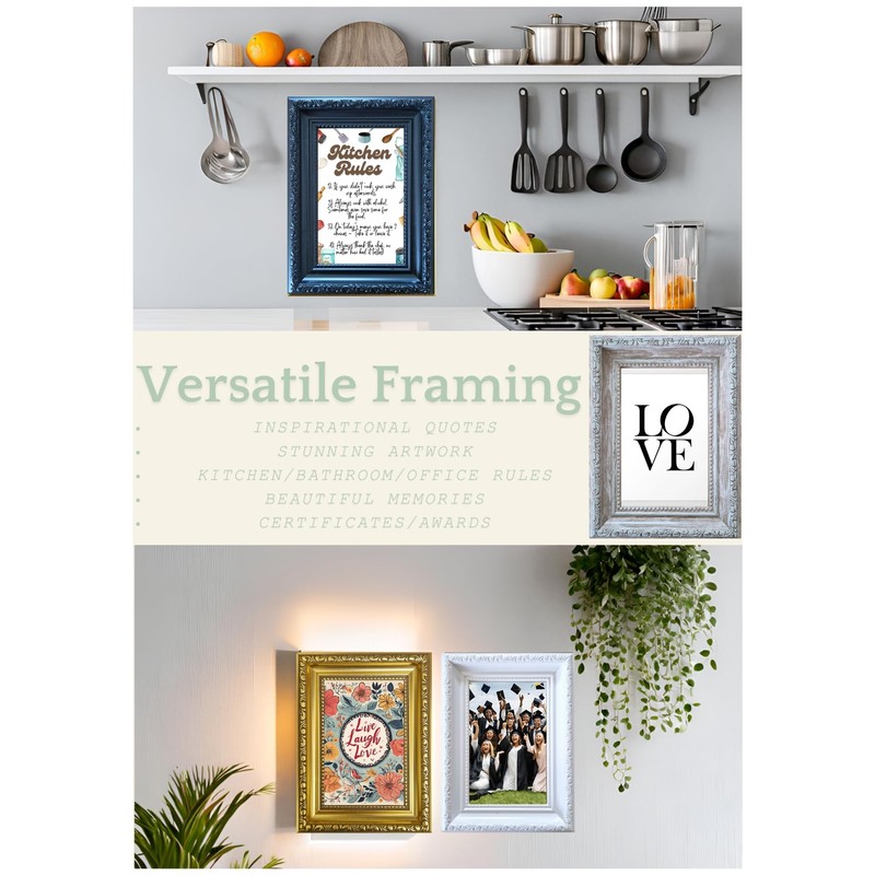 Aryllis Vintage 12x8 Photo Frame, Ornate Gold, Free-standing & Wall