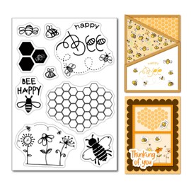 Arrietty Bee Happy Flowers - Sellos transparentes en forma de corazón para hacer tarjetas, decoración de sellos transparentes y manualidades de álbumes de recortes