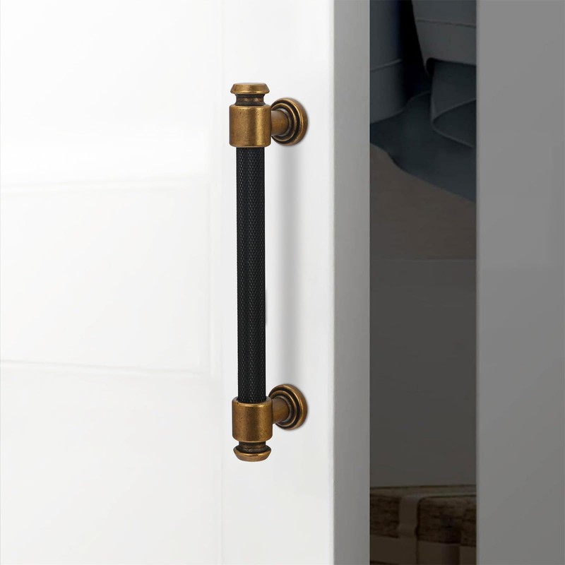 POVEFONK 10 Pack 5 inch(128mm) Black and Antique Brass Kitchen