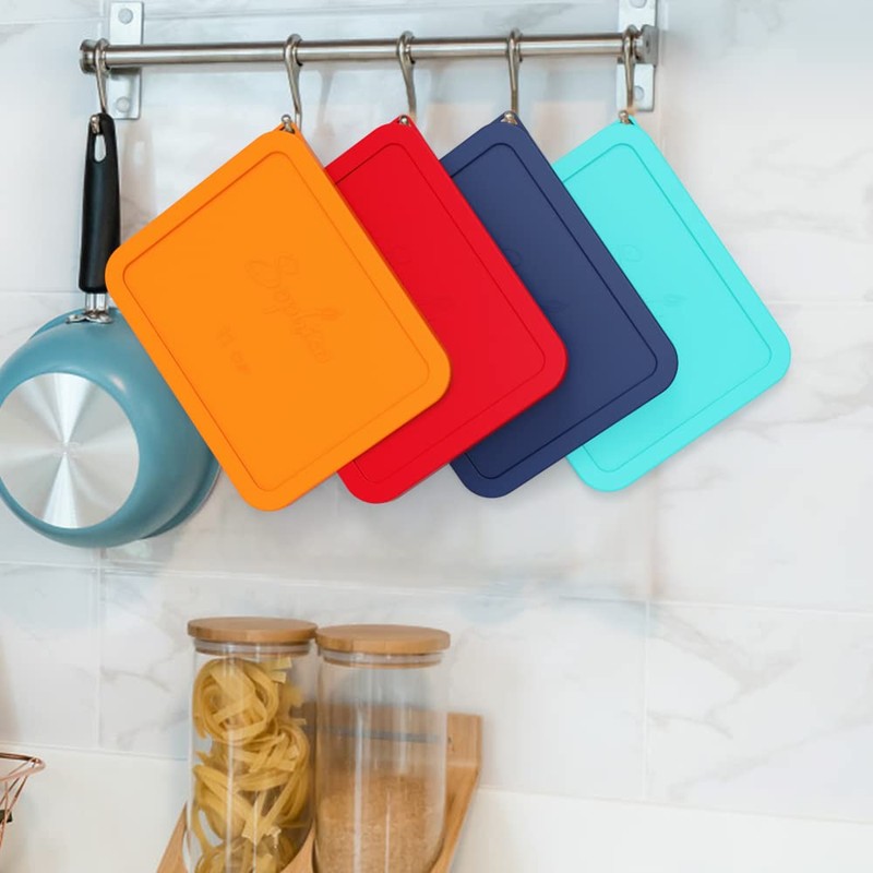 Sophico 11 Cup Rectangle Silicone Storage Cover Lids Replacement for